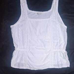 Lucky Brand White Eyelet Tank Top